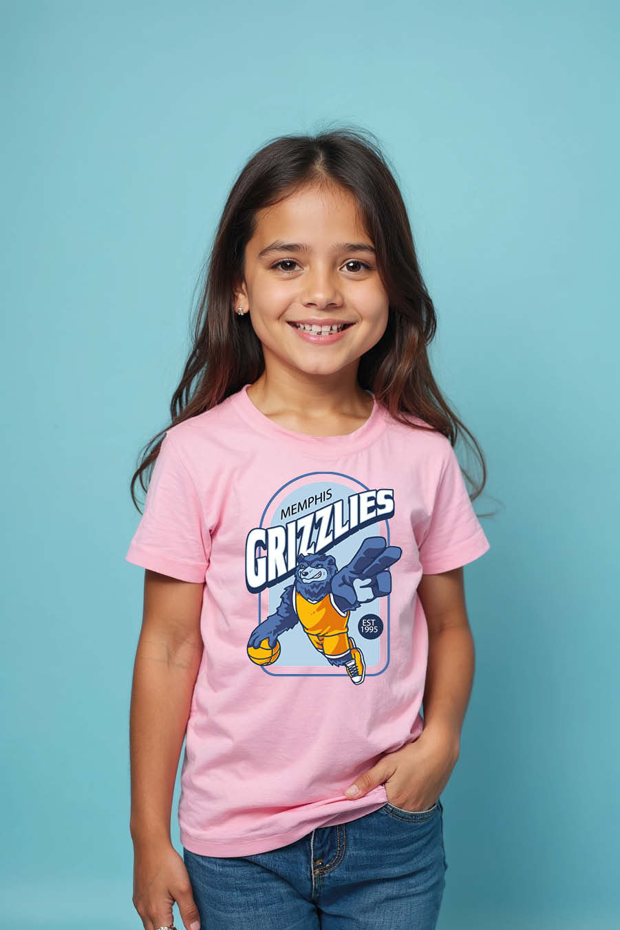 Thumbnail: Grizzlies Playful Trendy Printed Tee for Kids – Character Print Design for Boys