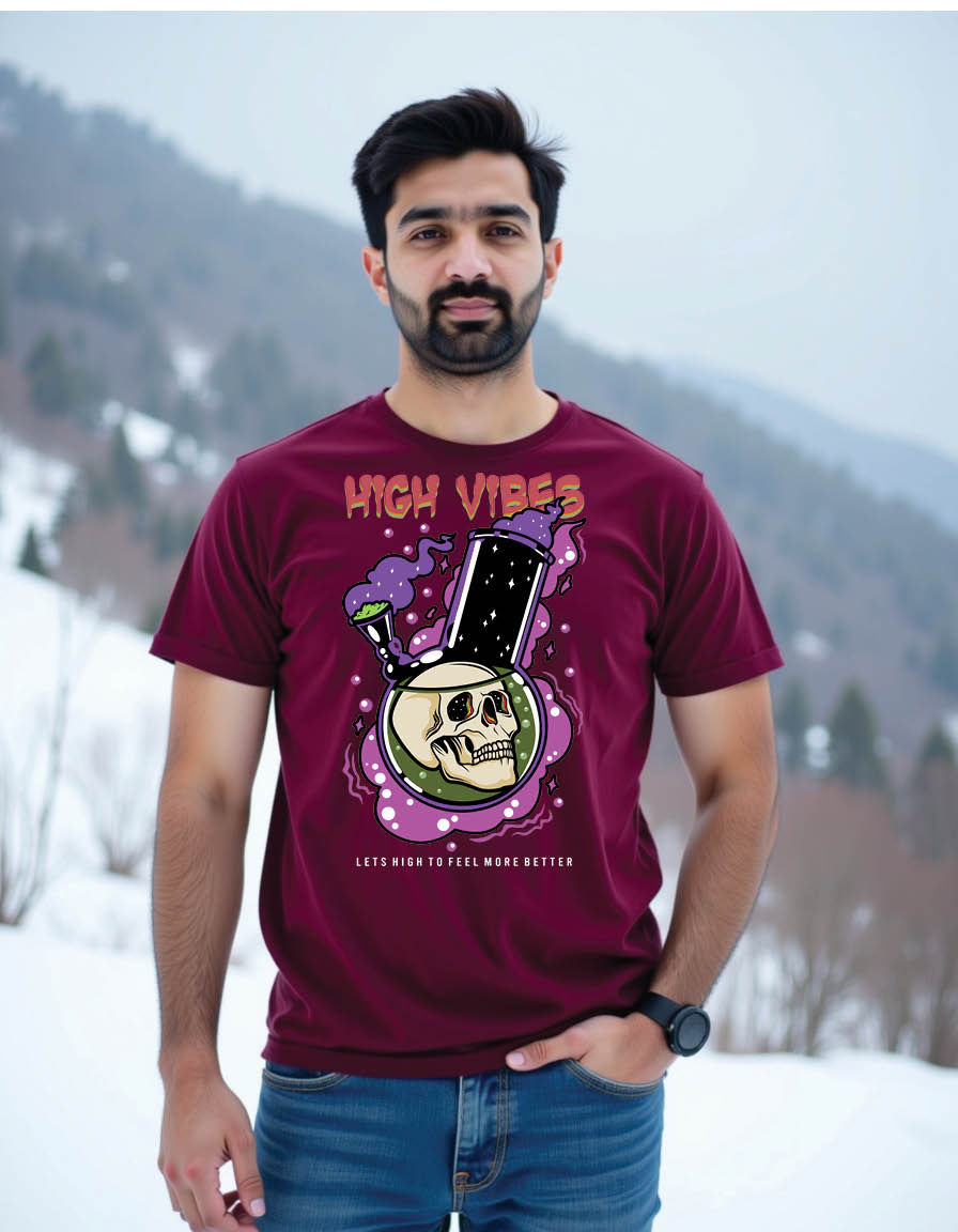 Thumbnail: skull head inside bong cannabis mens printed graphic t shirts