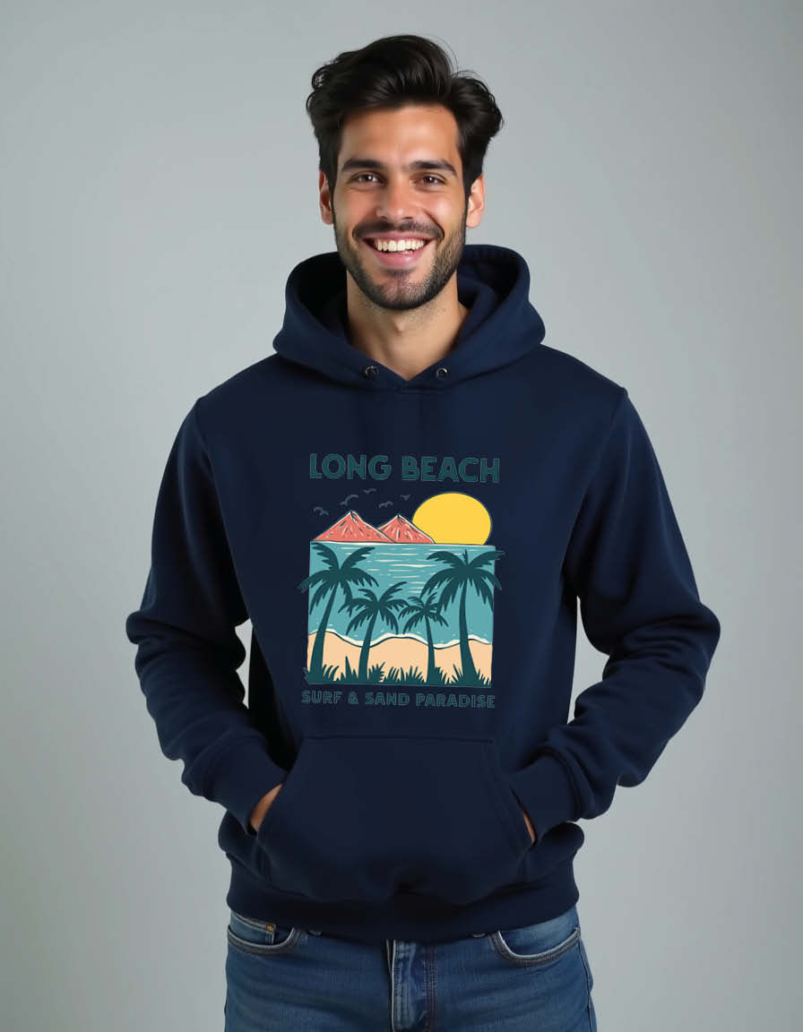 Thumbnail: long beach surf sand paradise Unisex Graphic Printed Hoodies for mens & womens