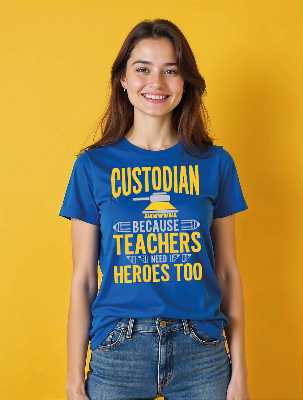 Thumbnail: Custdian becaaus teacher need heroes too Cool Women’s Quote T-Shirt – Hot Deal
