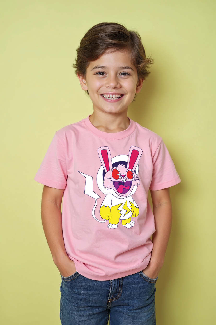 Thumbnail: Electric Bunny T-Shirt Casual Cute Kids Typography T-ShirtElectric Bunny T-Shirt Casual Cute Kids Typography T-Shirt