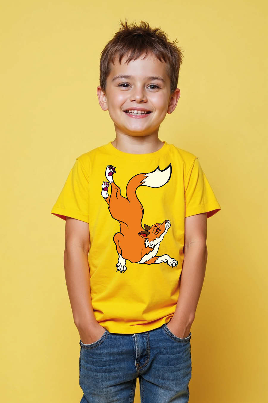Thumbnail: Fox Doing a Handstand Graphic Cotton Cute Kids Typography T-Shirt