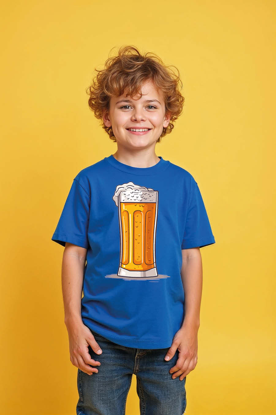 Frothy Pint of Beer Graphic T-Shirt Modern Kids Printed T-Shirt – Character