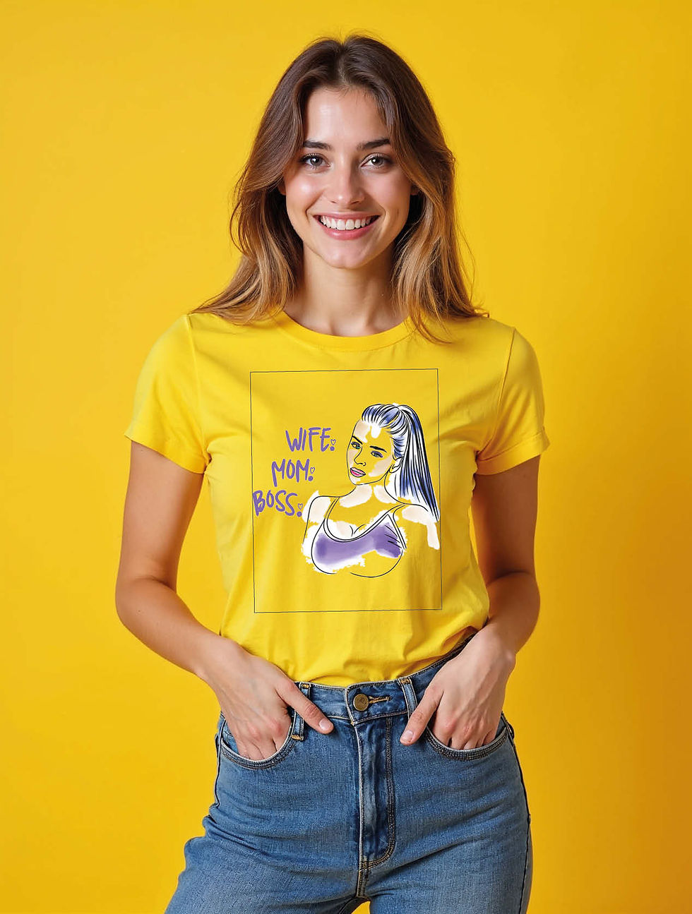 Thumbnail: wife mom boss Cool Women’s Printed Graphic Typography T-Shirt – Shop Now