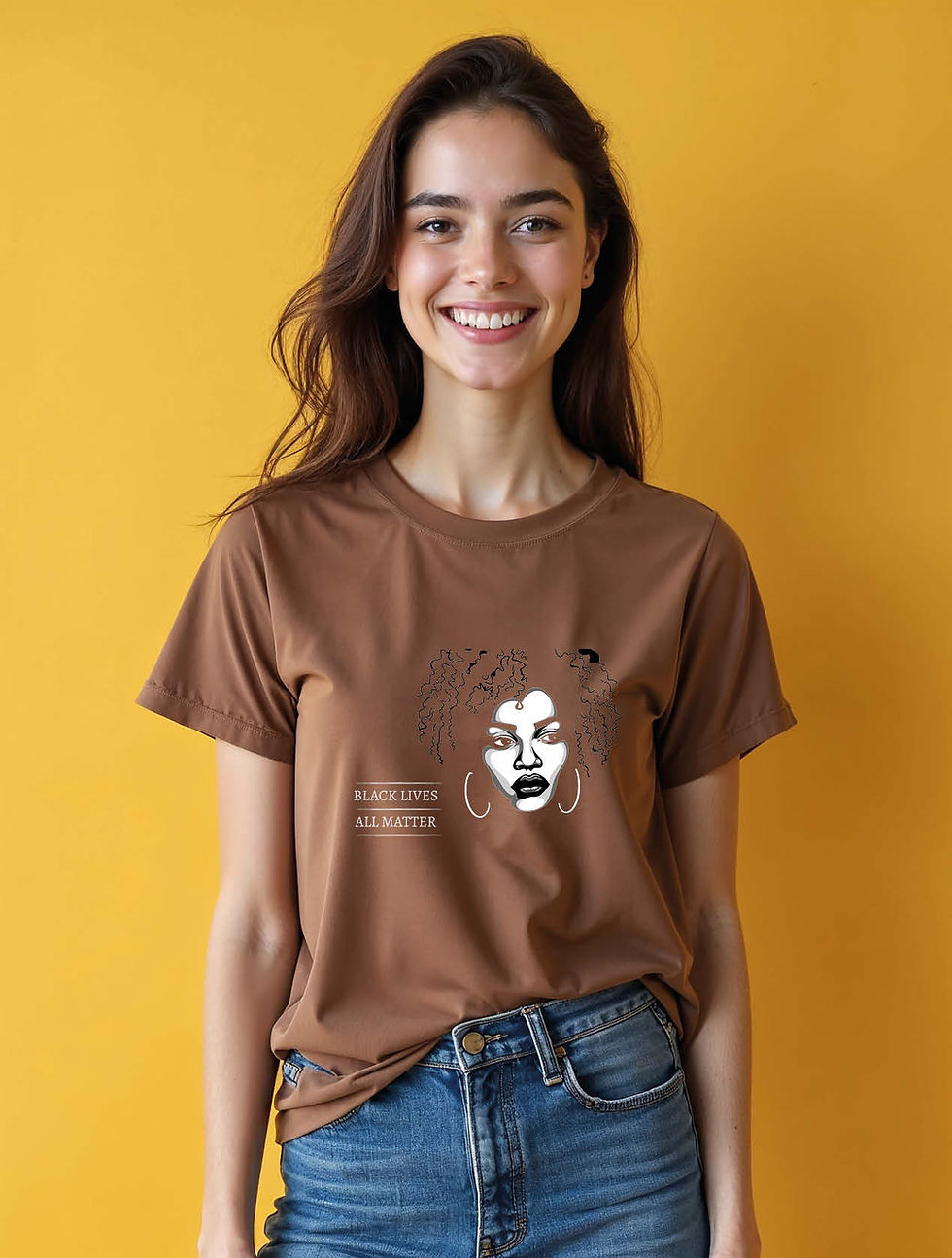 Thumbnail: Black Lives Matter Afro Portrait Casual Women’s Quote T-Shirt – Shop Now