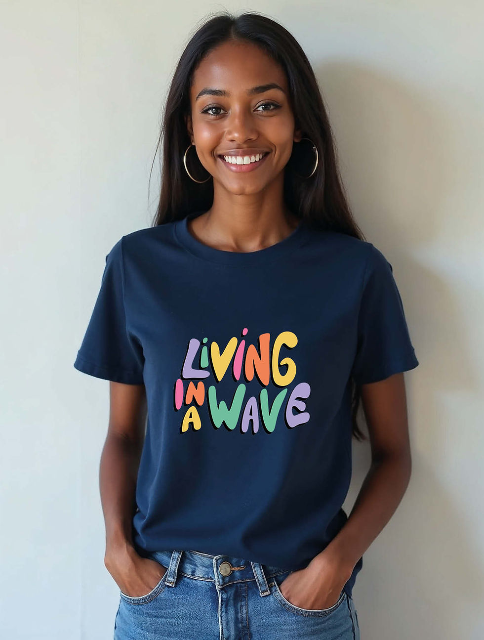 Thumbnail: living in a wave Modern Women’s printed graphic T-Shirt