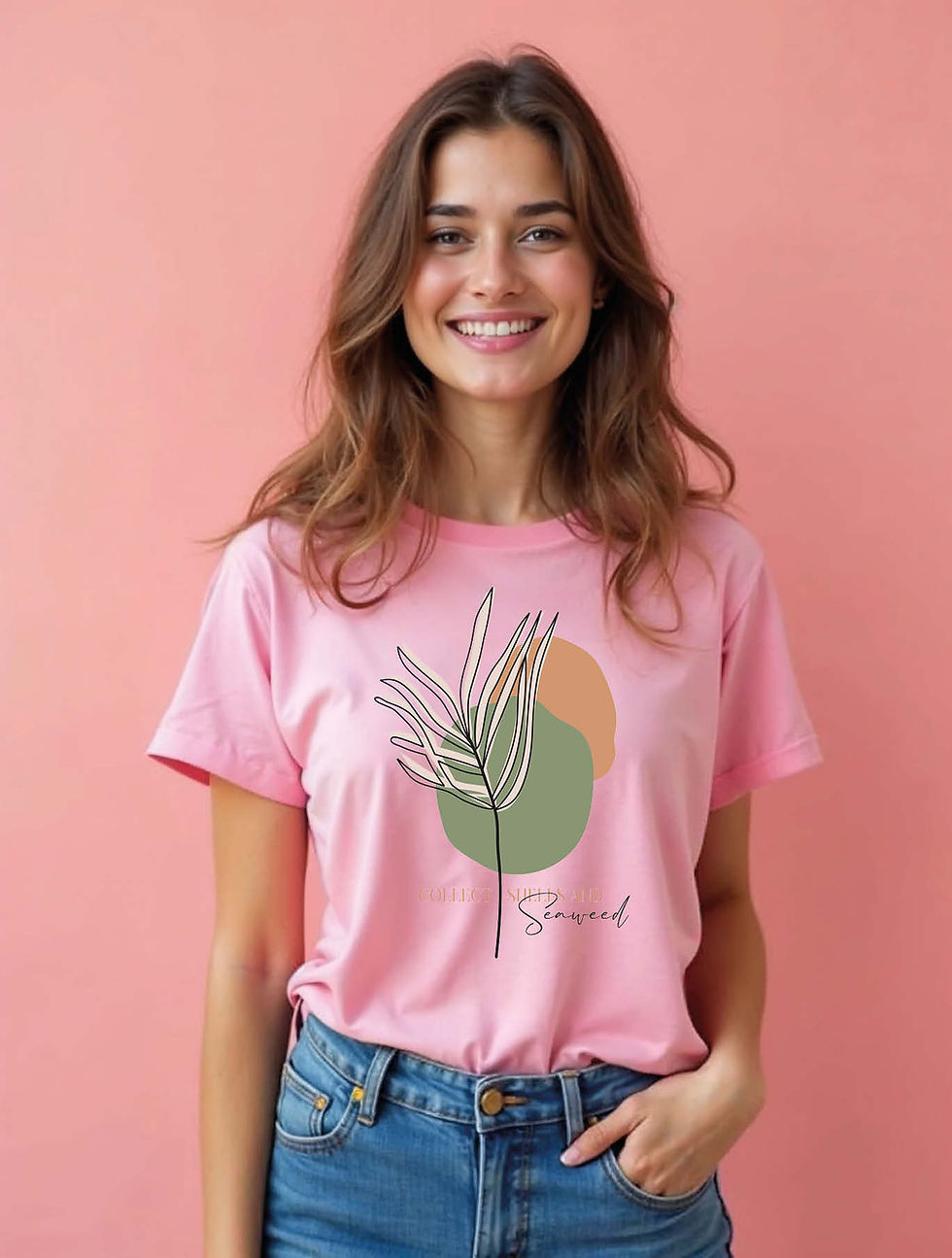 Thumbnail: Abstract Botanical Graphic Cool Women’s Stylish Printed T-Shirt – Sale