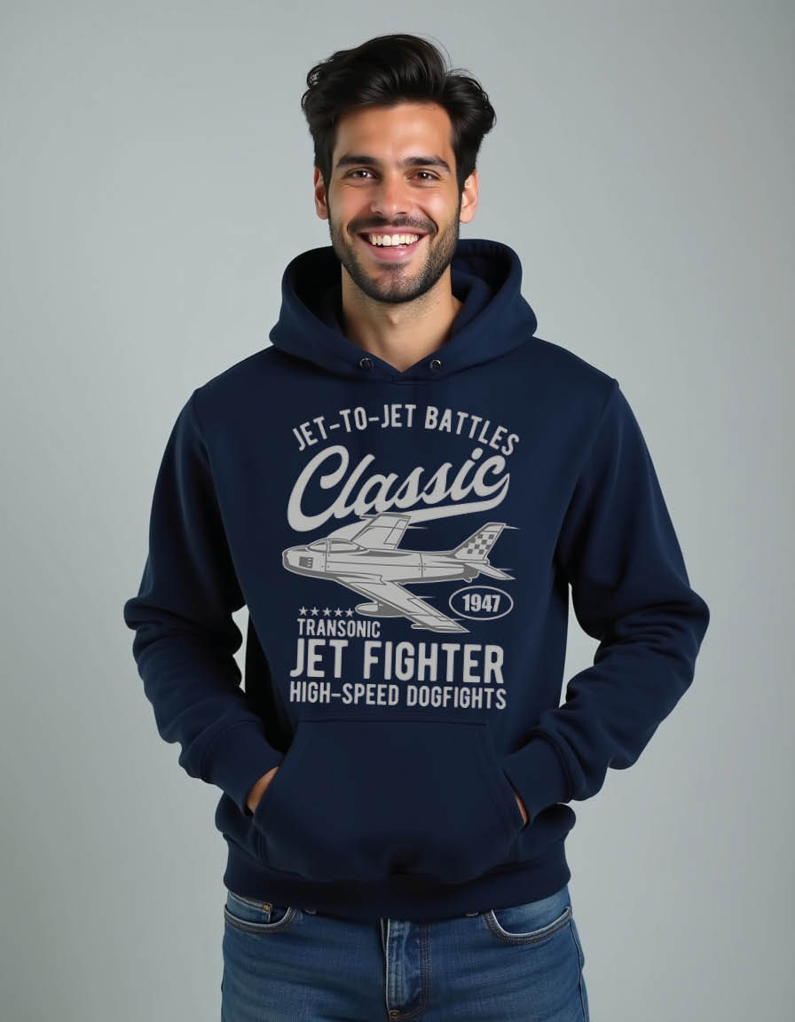 Thumbnail: jet to jet battles classic jet fighter Casual Winter Streetwear Hoodie for Men