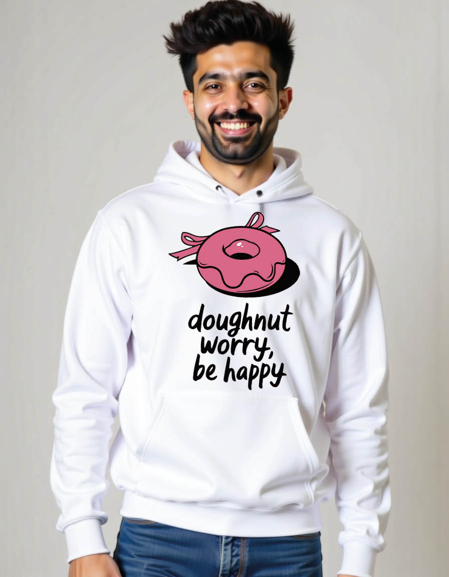 Thumbnail: doughnut worry be happy Fashion Streetwear Hoodie for Men – Urban Streetwear