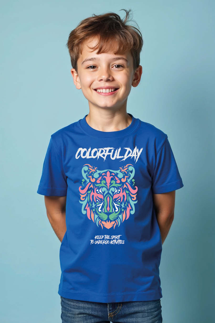 Thumbnail: colorful day Playful Unisex Kids Graphic Tee – Drawing Print Design tees