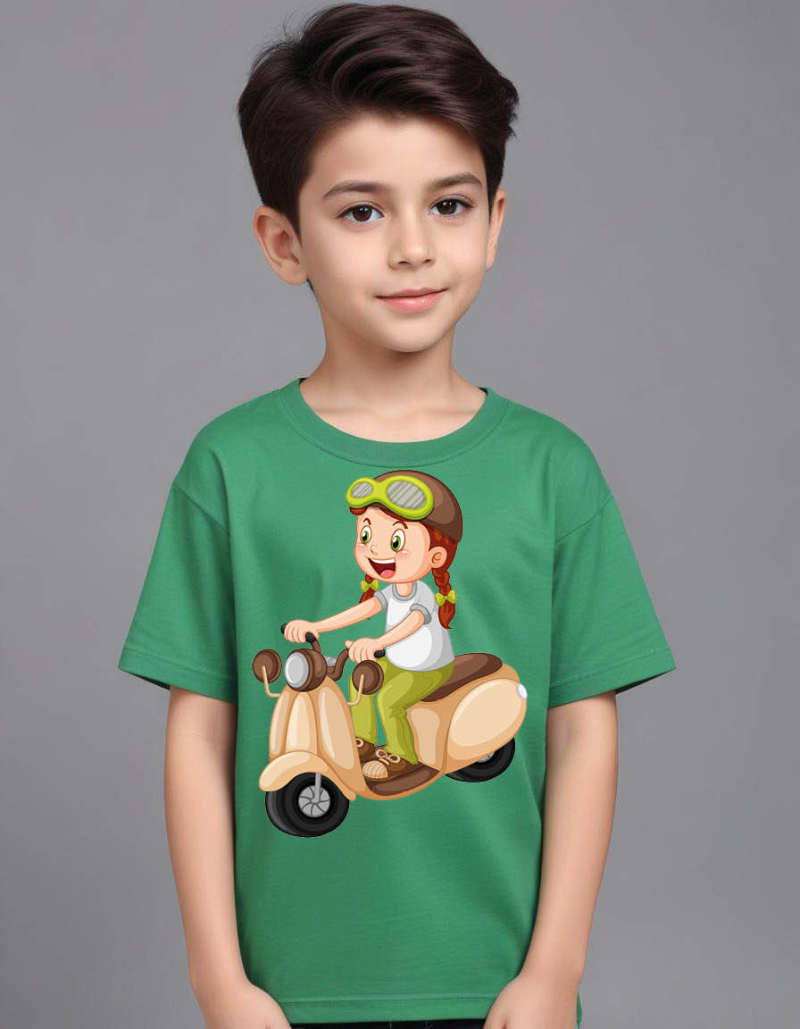 Thumbnail: Scooty girl Graphic Classic Fit Kids Tee – Trendy Fashion for Kids