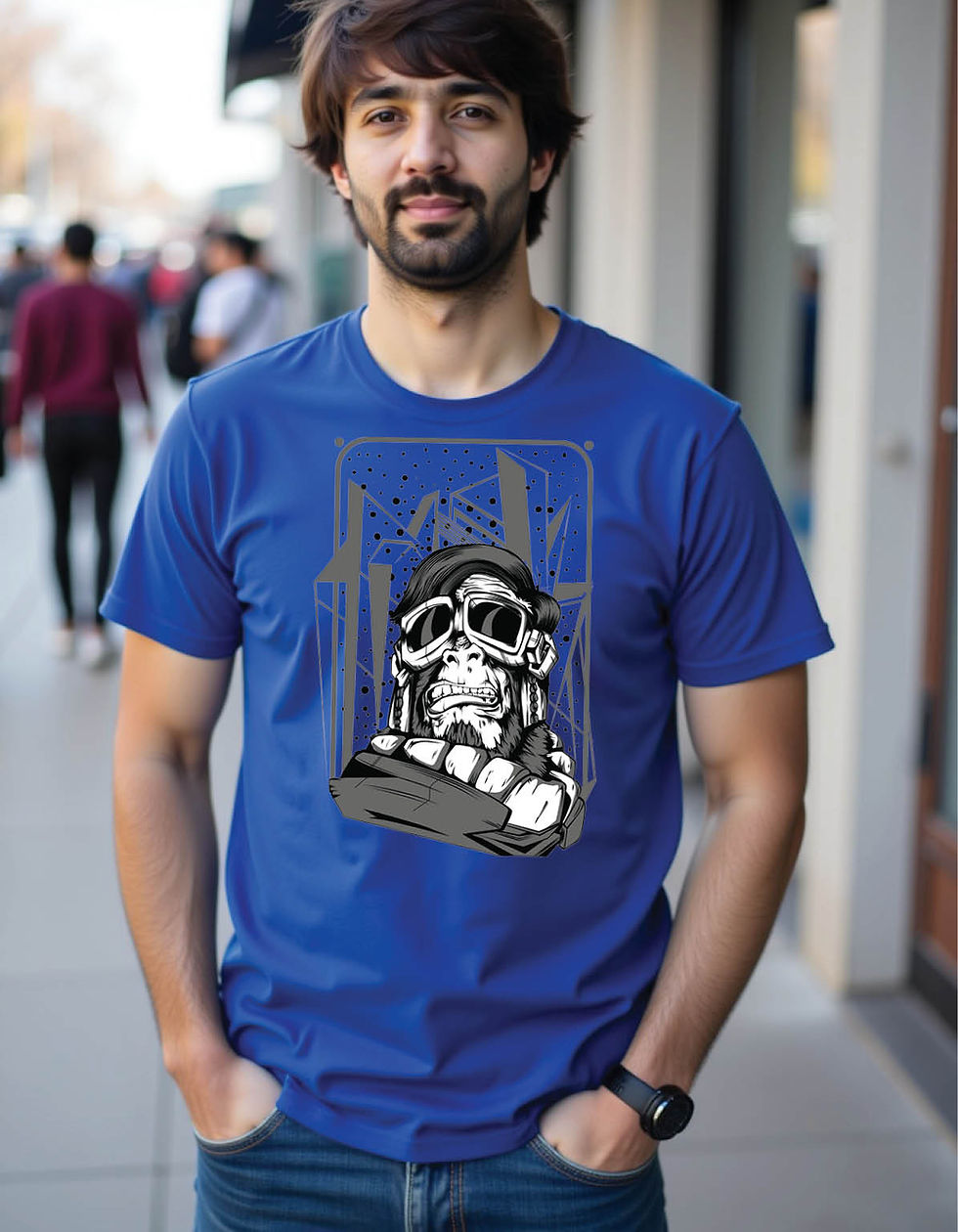 Thumbnail: space monkey black white mens printed graphic tees
