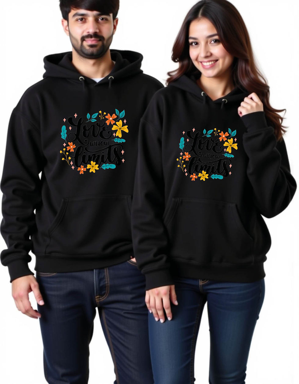 Thumbnail: love without limits Trendy Printed Graphic Couple Hoodies