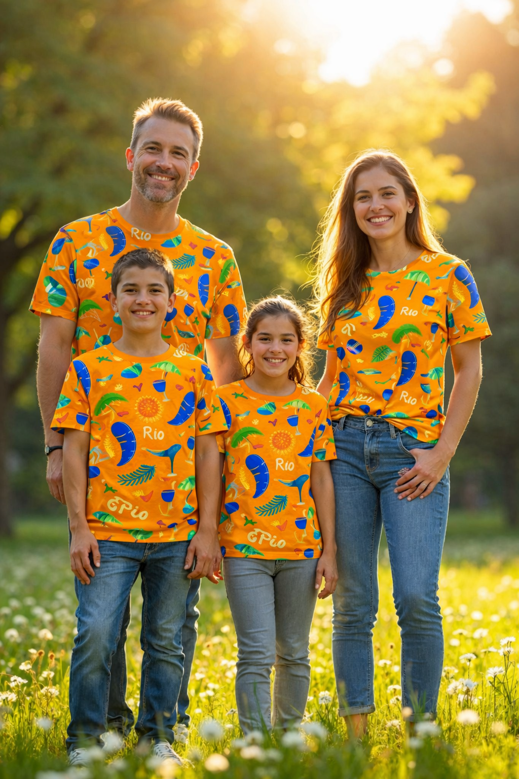 Family joy tropical matching printed tshirt pack of 4