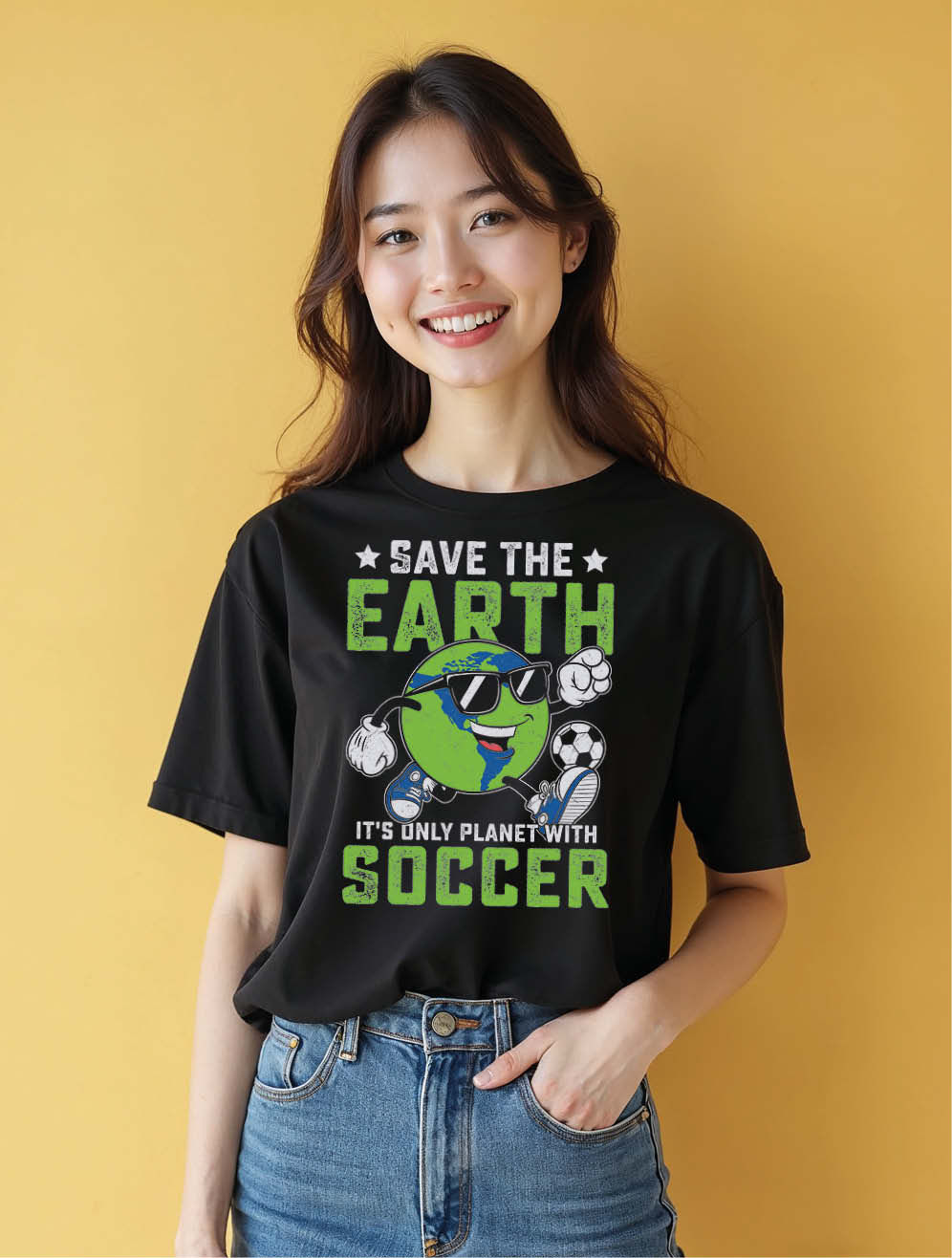 Save the earth soccer Chic Women’s Printed T-Shirt – Limited Stock