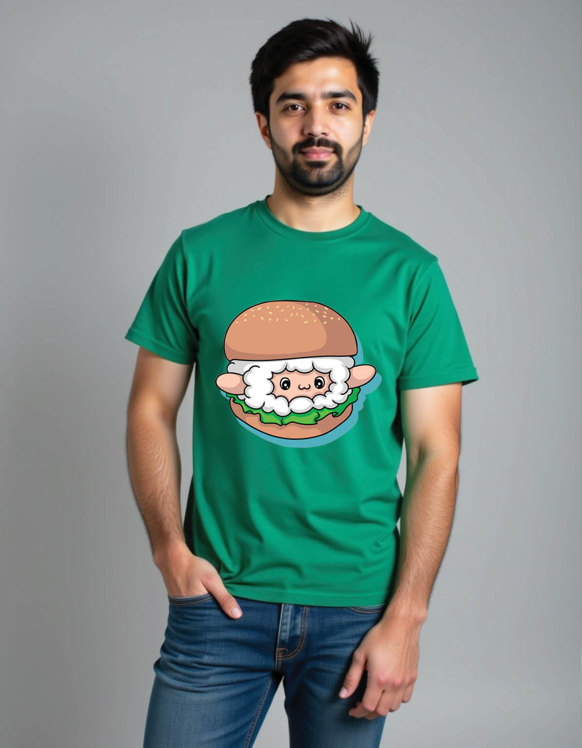 cute burger shee mens printed graphic t shirt