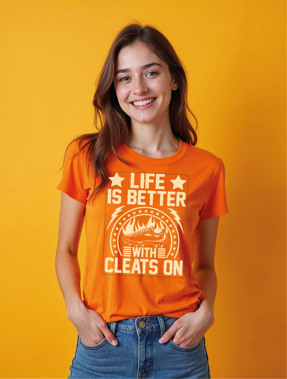 life is better cleats on Chic Women’s Printed Typography T-Shirt – Hot Deal