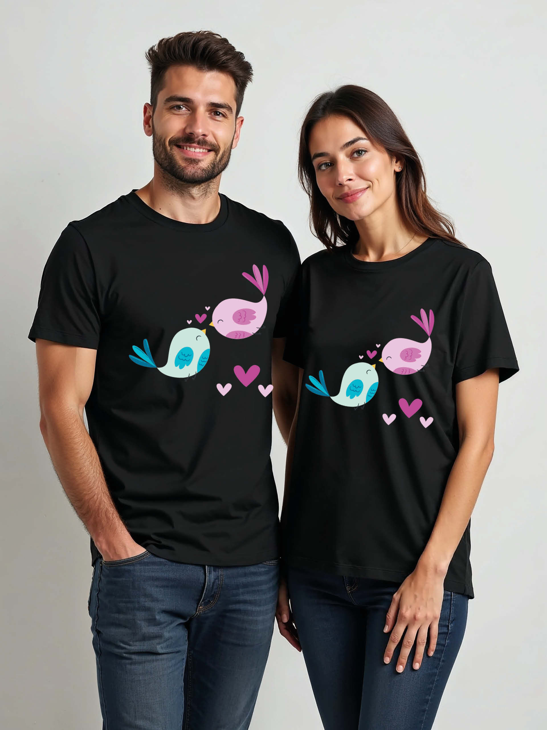 Romantic Cartoon Couple Matching Tee Lovers Edition – Sale