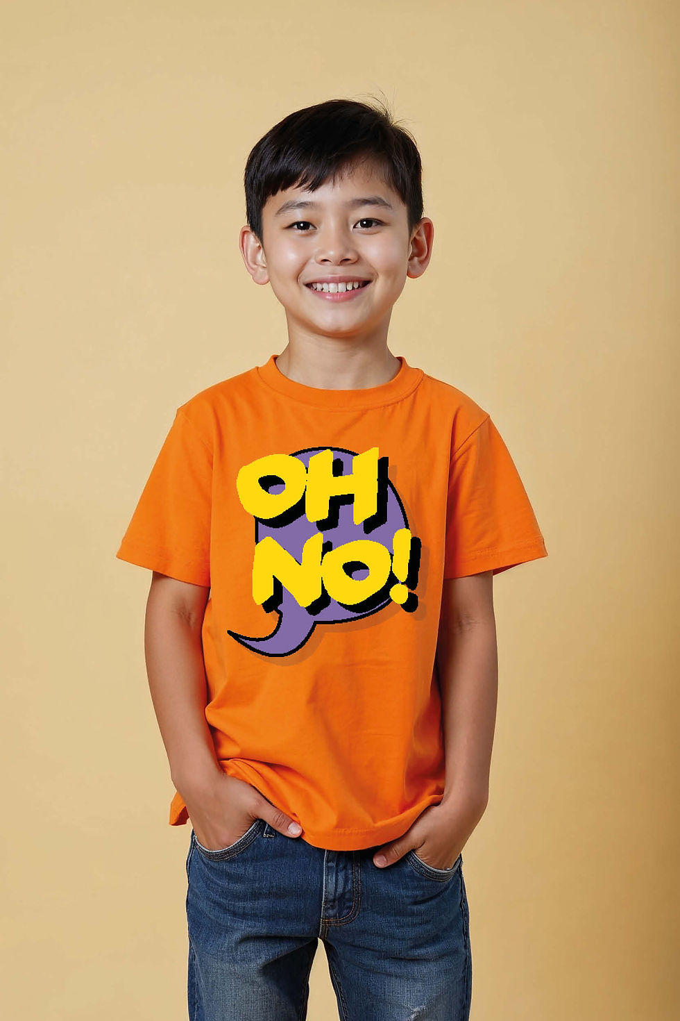 oh no Cotton Unisex Kids Graphic Tee – Artwork Print Design for Boys & Girls