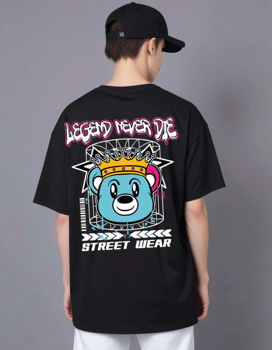 Thumbnail: teddy bear street wear with sloga Oversized Printed t shirt