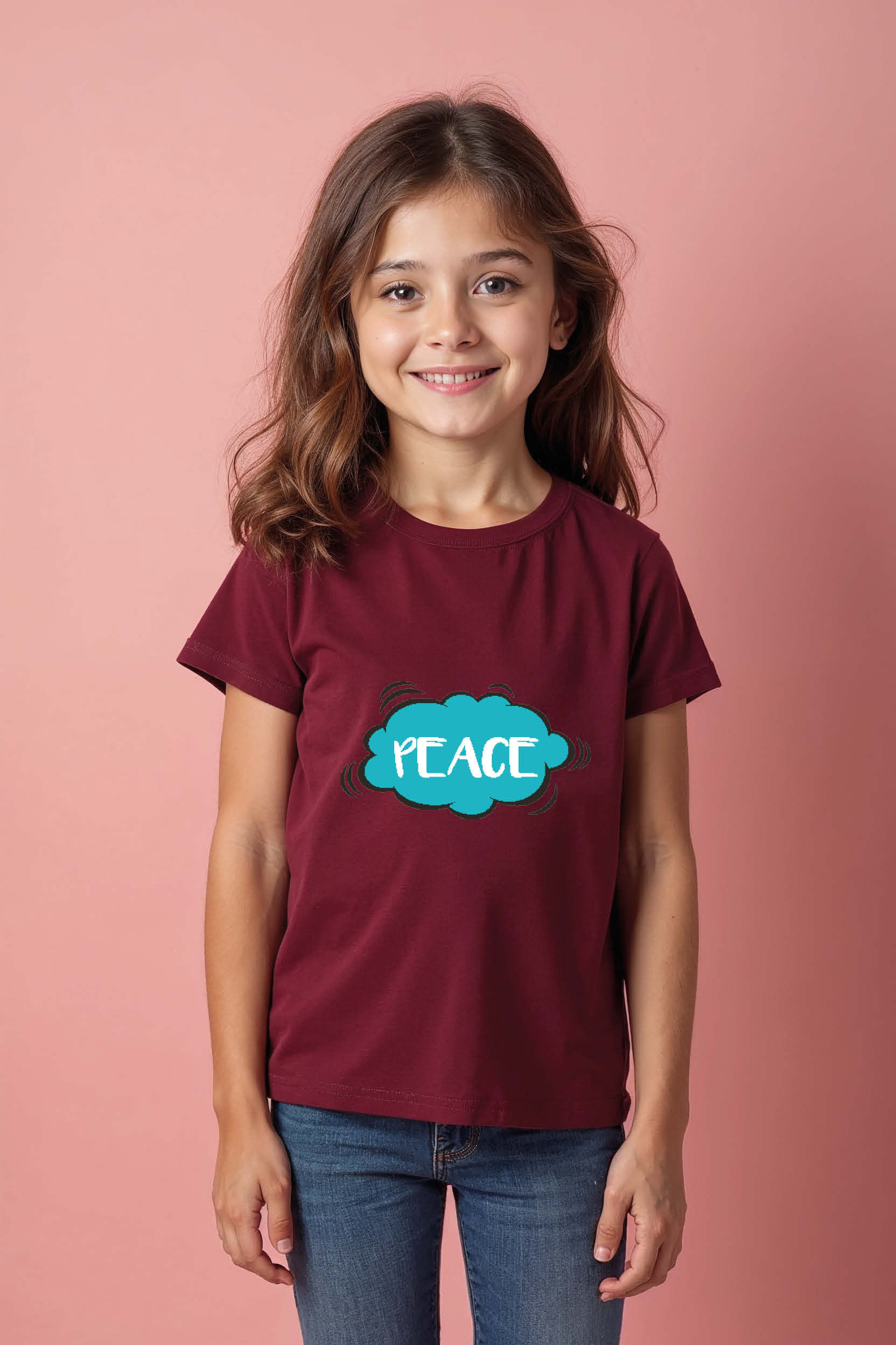 peace Fashion Unisex Kids Graphic Tee – Typography Print Design for Boys & Girls