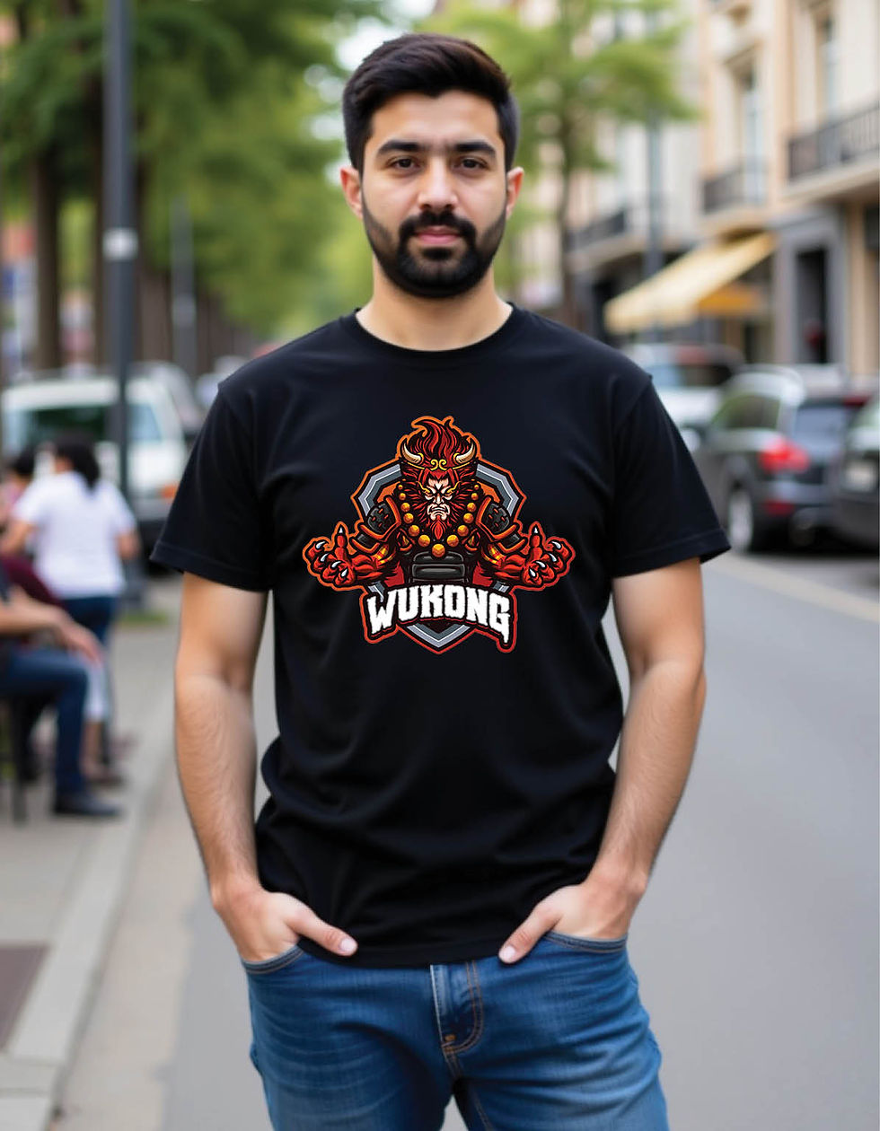 Thumbnail: wukong monkey king monster mascot esport logo mens printed graphic t shirt