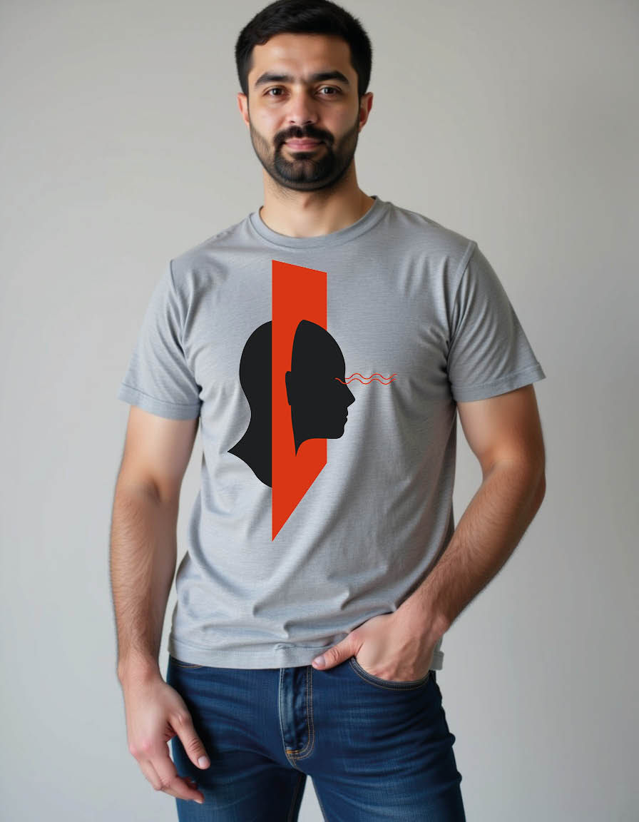 Thumbnail: human face looking forward through mirror conceptuamens printed graphic t shirts