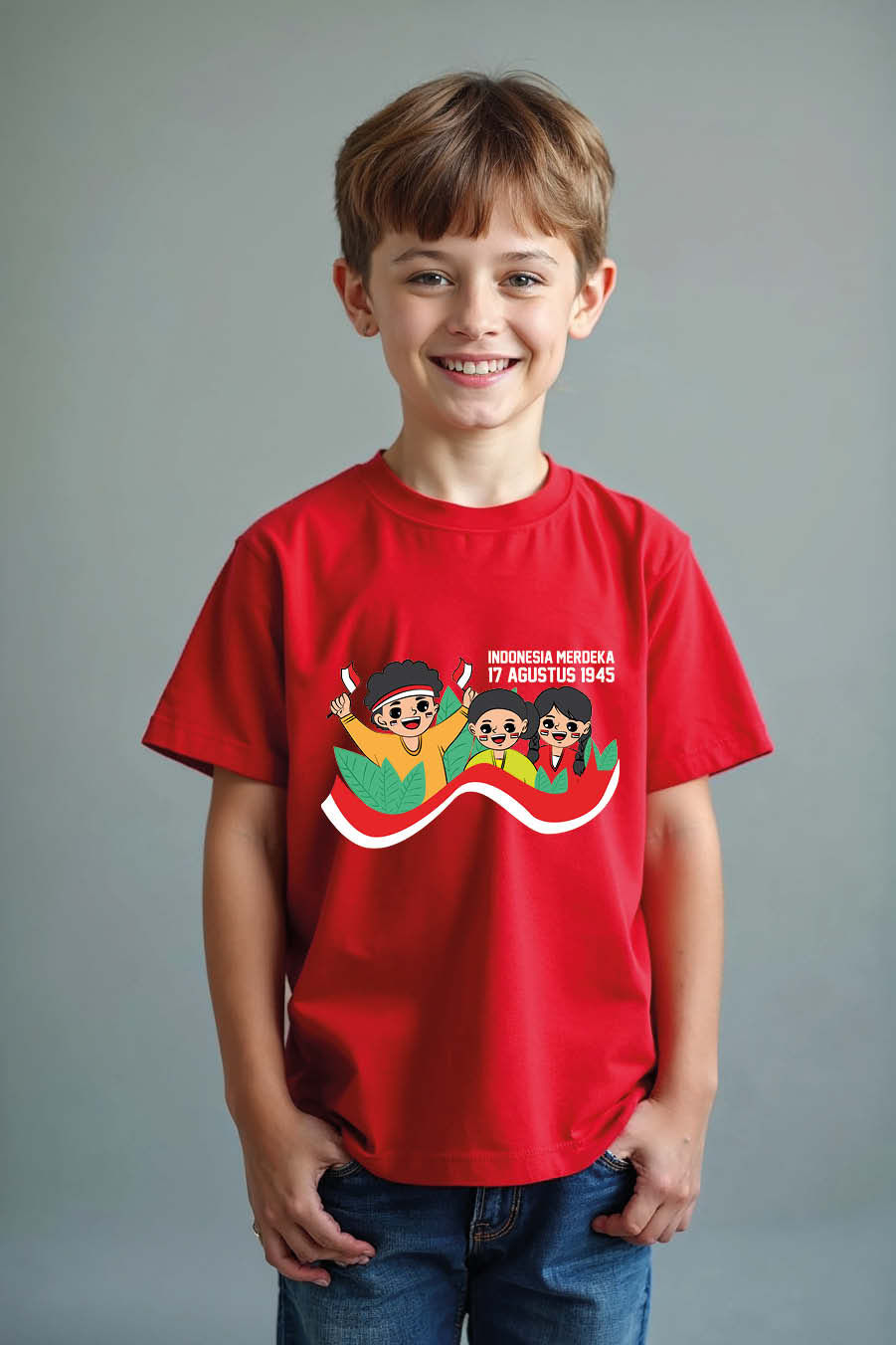 Thumbnail: indonesia merdeka 17 augustus 1945  Soft Typography Print T-Shirt for Kids
