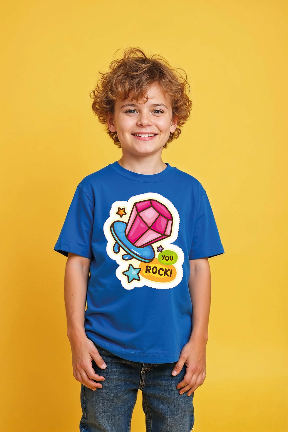 you rock Colorful Typography Print T-Shirt for Kids – Drawing Print Design