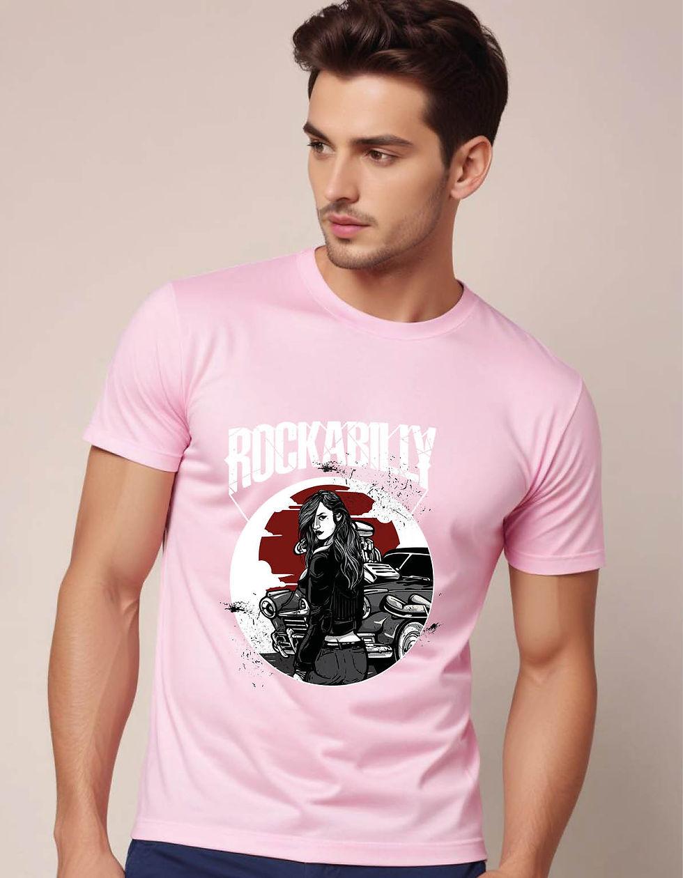 Thumbnail: hand drawn sexy girl with vintage car background  mens printed graphic t shirt