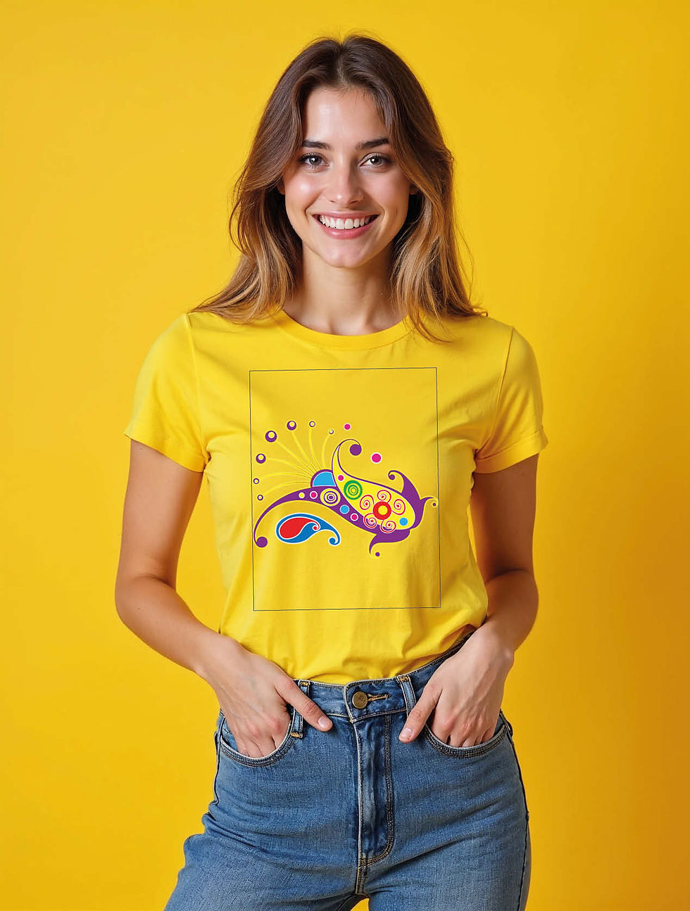 Thumbnail: Psychedelic Paisley Graphic Classic Women’s Typography T-Shirt – Sale