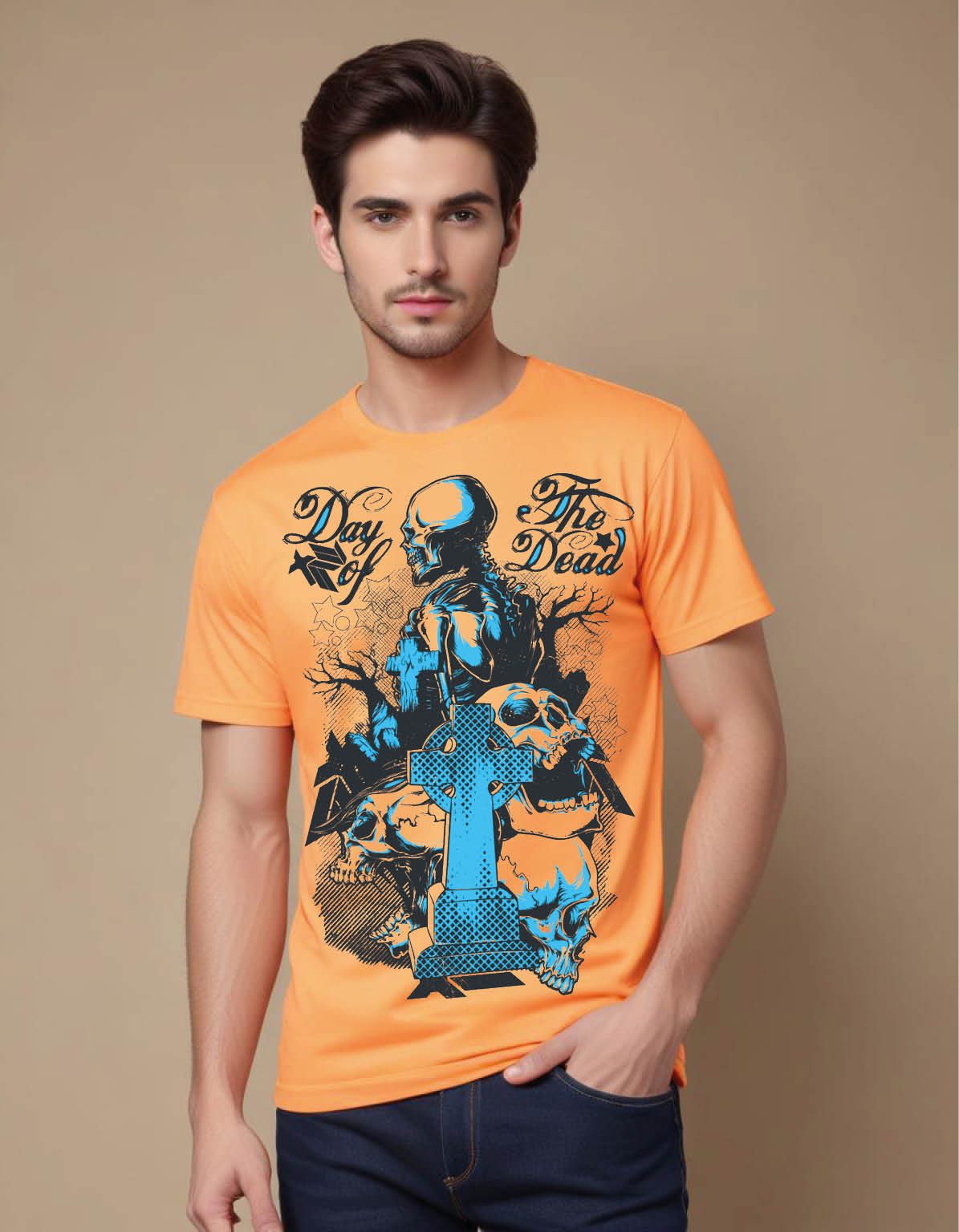 graveyard with screaming skulls forest mens printed graphic t shirt