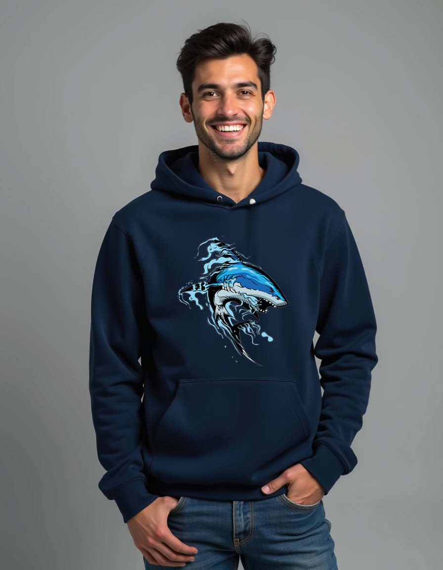 Thumbnail: Dynamic Marlin Fish Splash Vintage Unisex Printed Graphic Hoodie For Men & Women