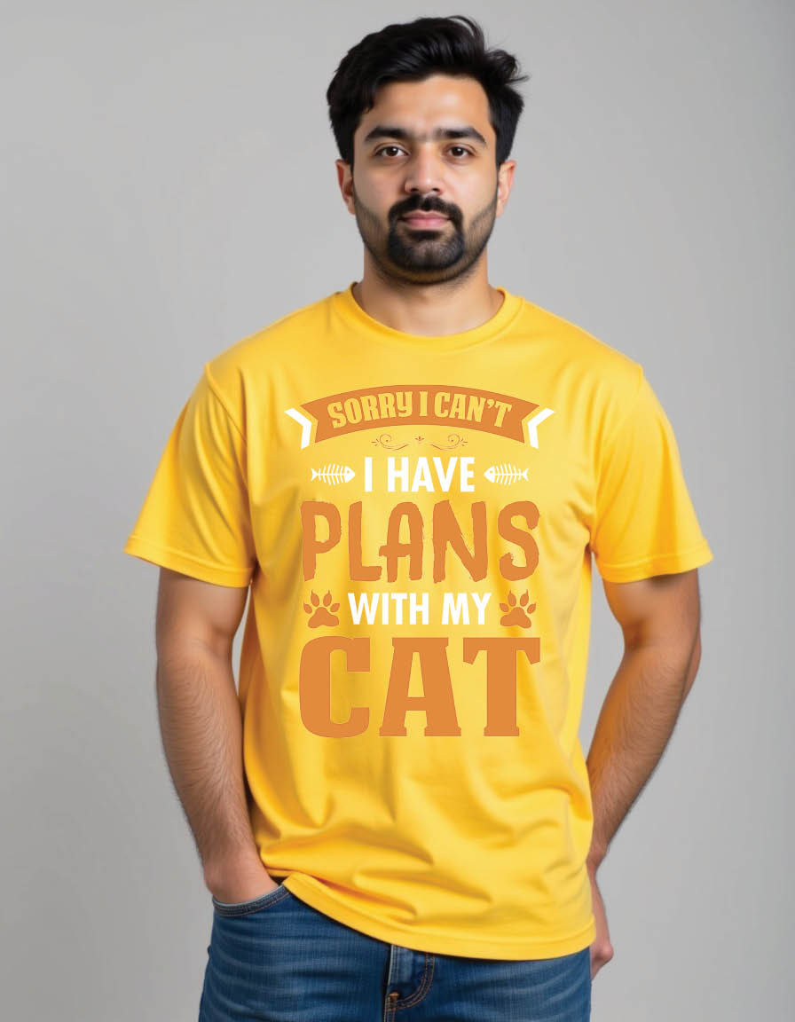 Thumbnail: sorry i cant i have plans with my cat mens printed graphic t shirt