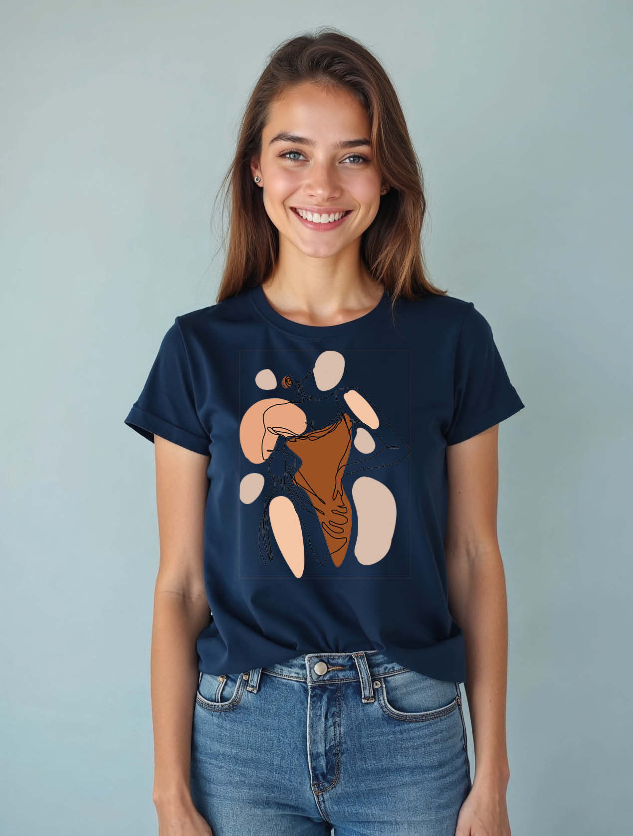 Abstract Minimalist Ice Cream Cone Chic Women’s Typography T-Shirt – Sale