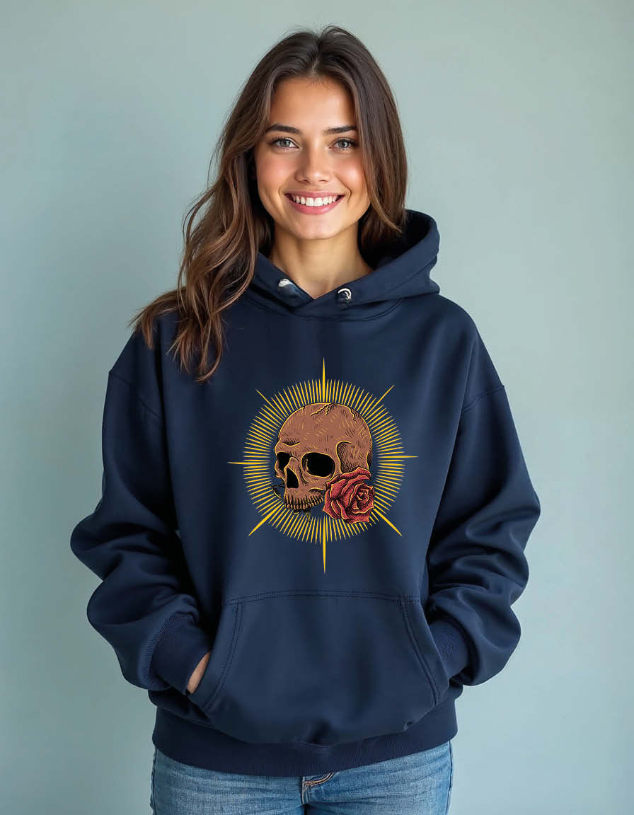 Thumbnail: Skull with flower vector Unisex Printed Graphic Hoodies