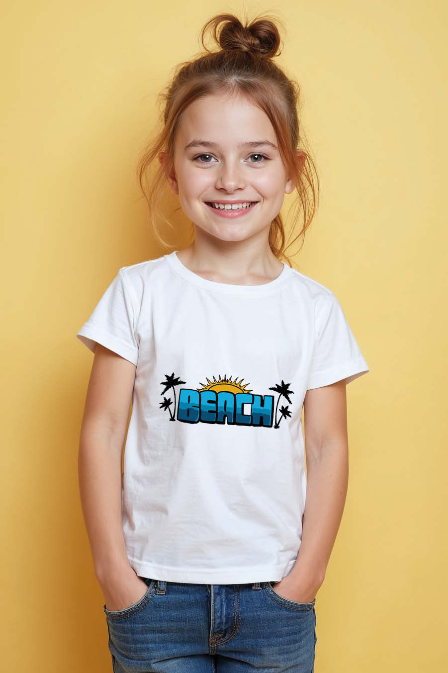Thumbnail: beach summer  Fashion Stylish Kids Graphic T-Shirt – Character Print Design