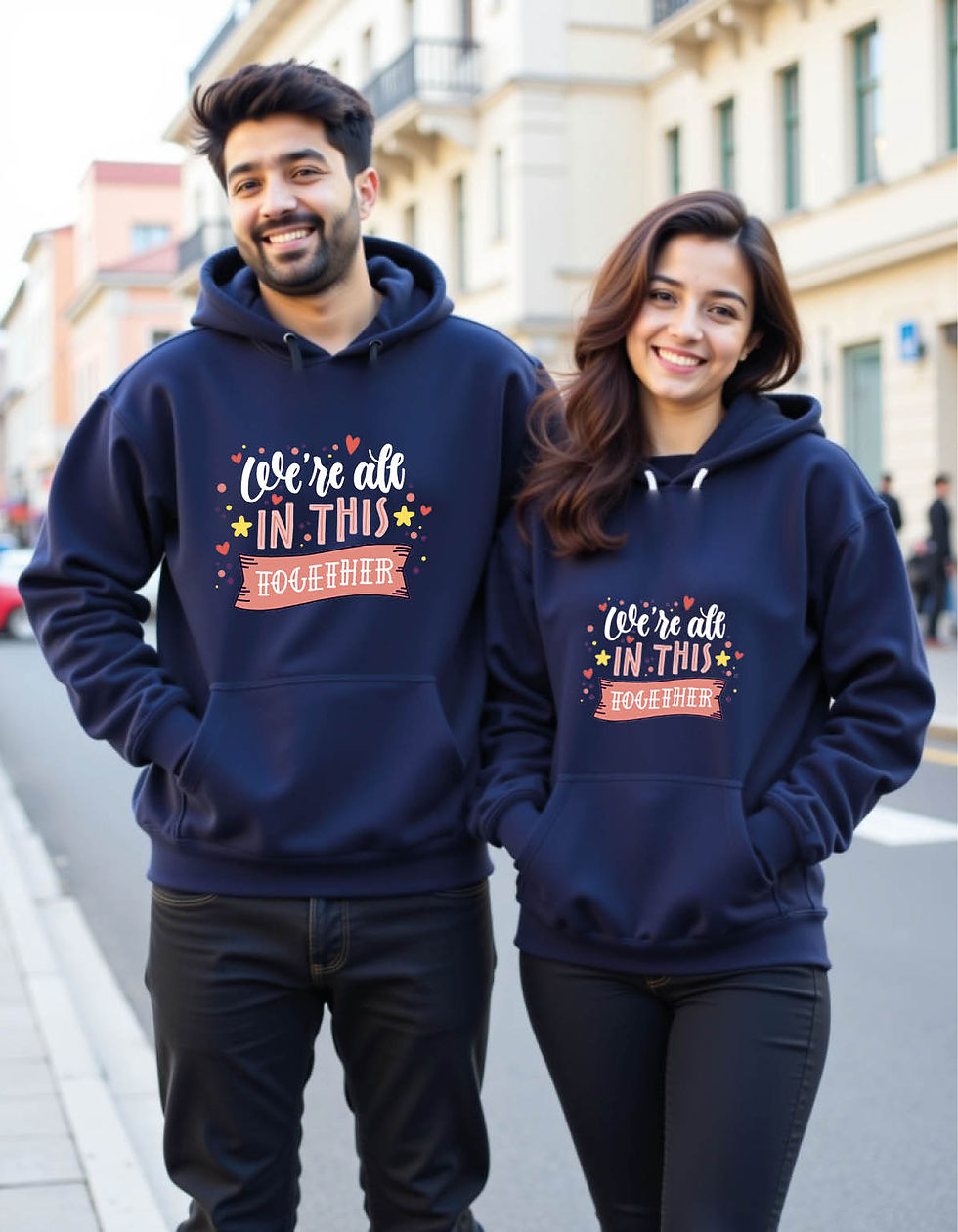 Thumbnail: we're all in this together Classic Printed Graphic Couple Hoodies
