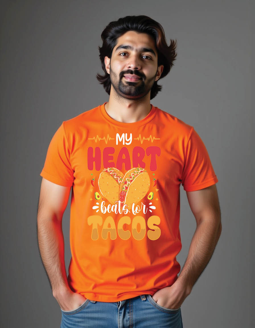 Thumbnail: my heart beats tacos taco mens printed graphic t shirt
