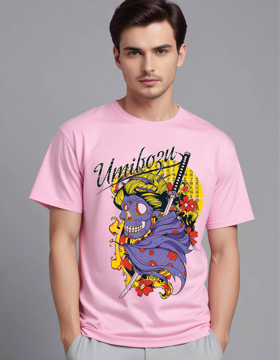Thumbnail: geisha with death mask flourish mens printed graphic t shirt