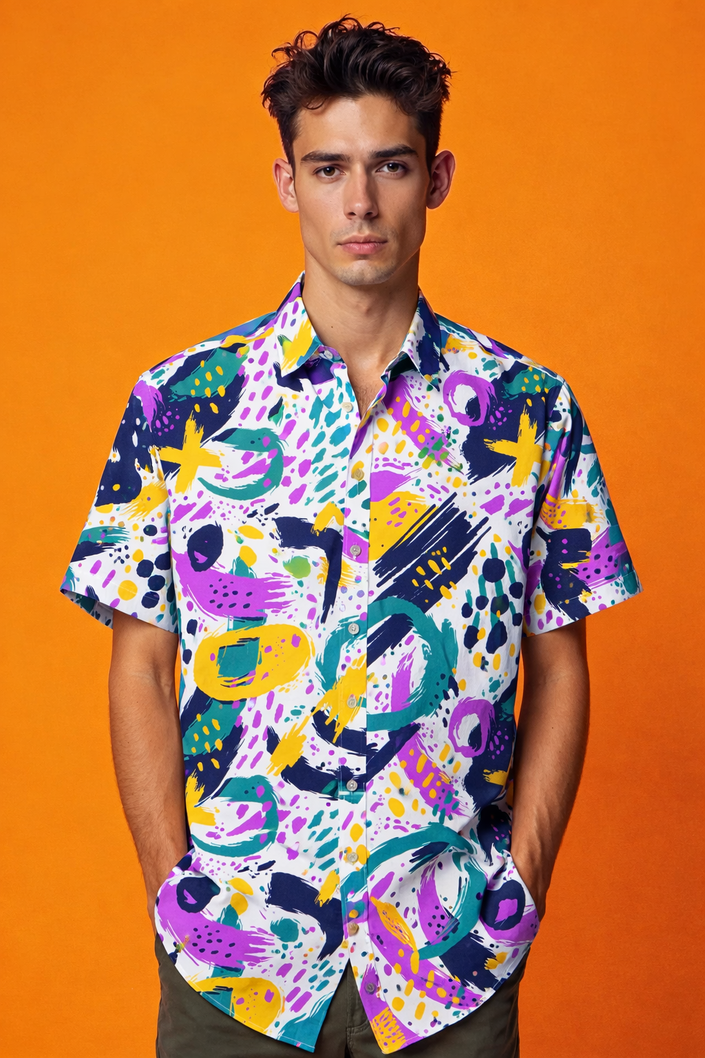 Street Style Abstract Print Modern Artwork Patterned All Over Print Shirt