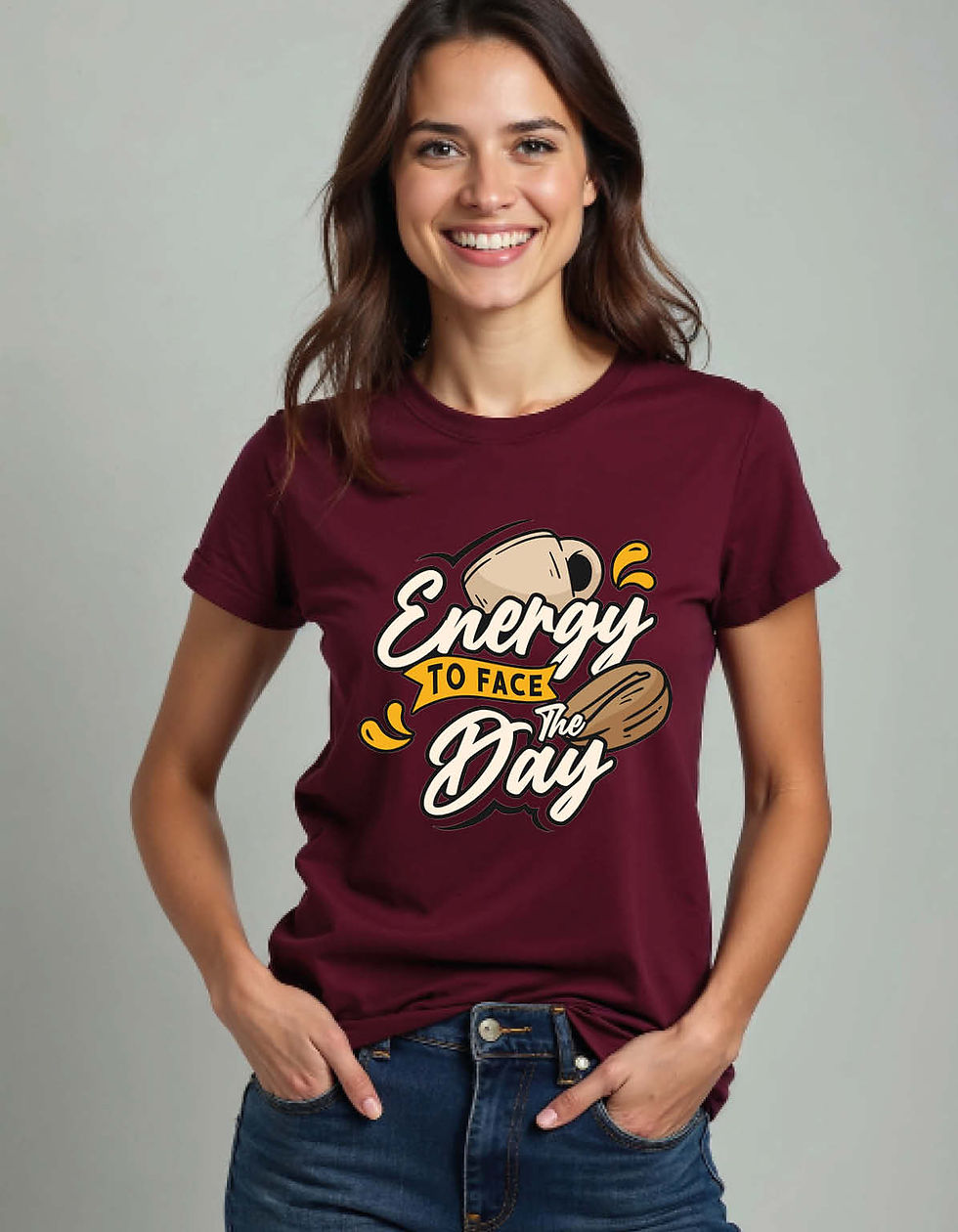 Thumbnail: Energy To Face The Day Unisex Printed T-Shirt for All Age