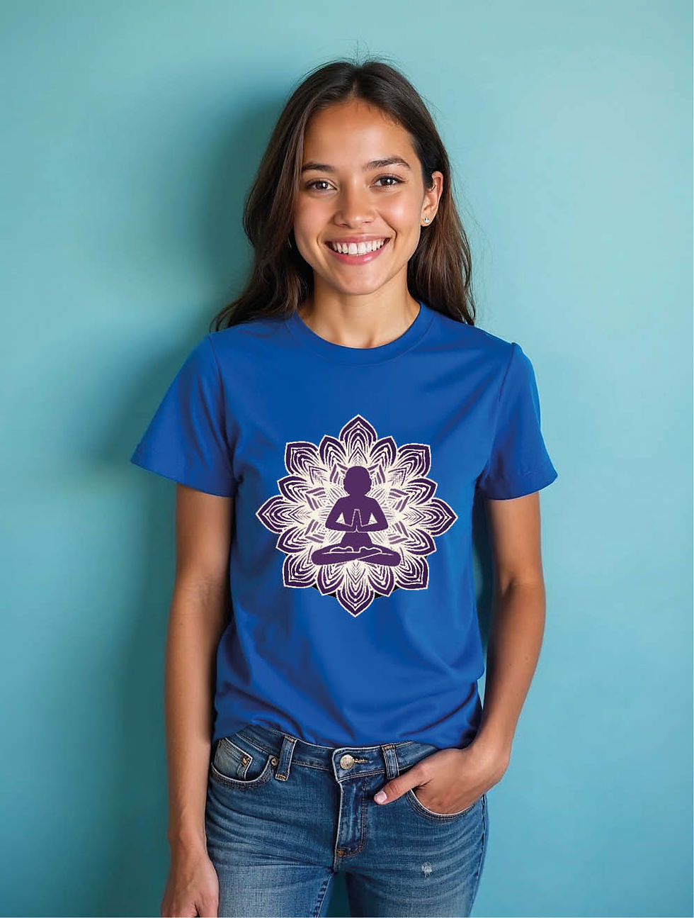 Thumbnail: Mandala Meditation Silhouette Cool Women’s Printed Graphic Streetwear T-Shirt