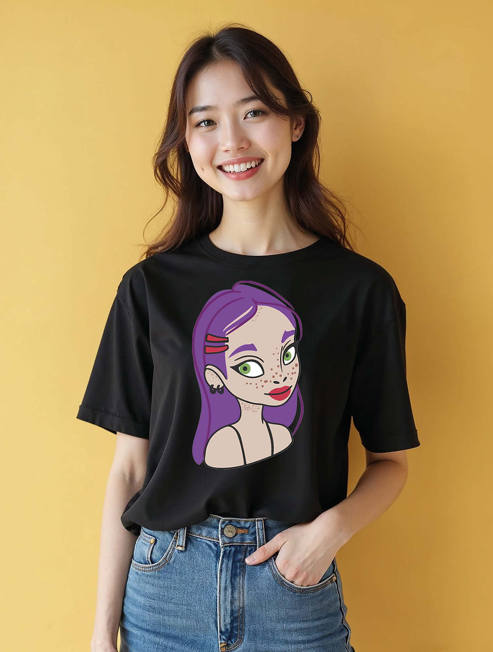 Thumbnail: Lavender Freckles Stylish Women’s Printed Graphic Streetwear T-Shirt – Buy Now
