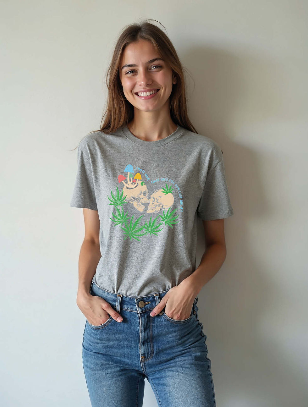 Thumbnail: Psychedelic Skulls and Mushrooms Stylish Women’s Printed Graphic Streetwear Tees