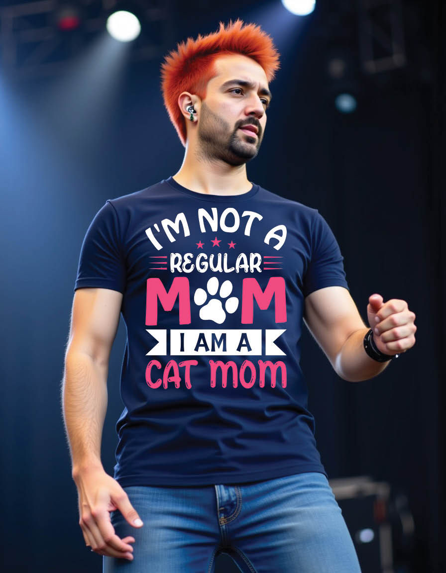 Thumbnail: i m regular mom i am cat mom mother mens printed graphic t shirt