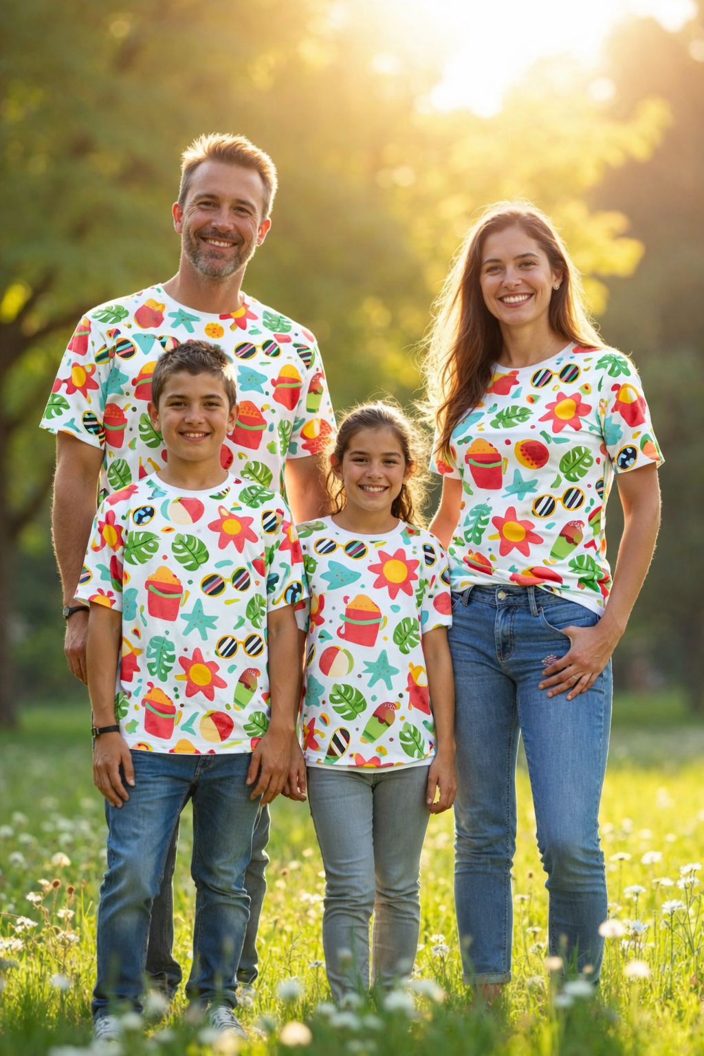 family matching printed tees pack of 4