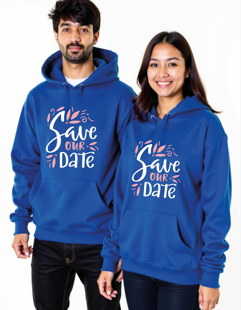 Thumbnail: save our date classic Printed Graphic Couple Hoodies