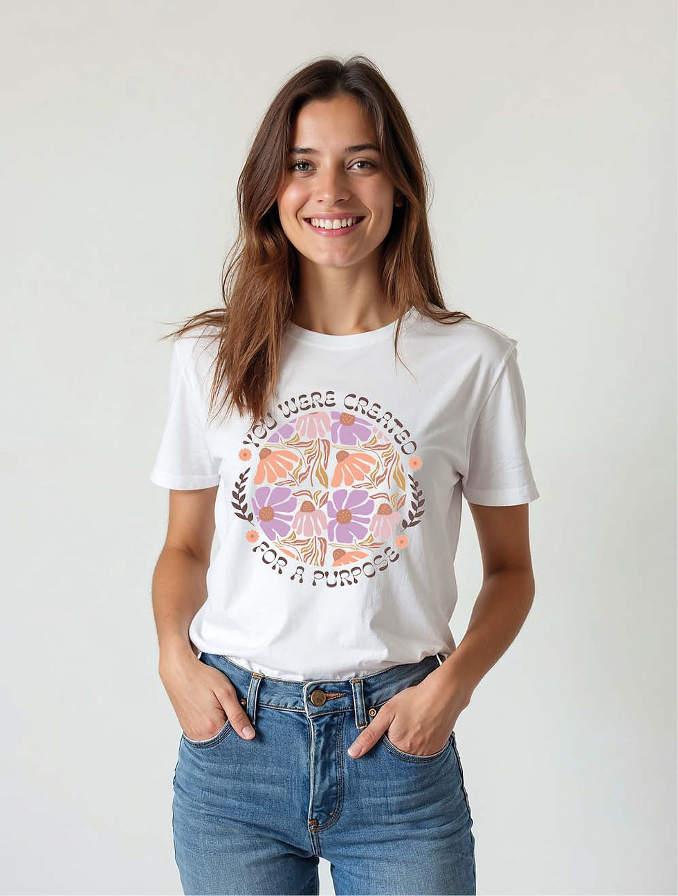 Thumbnail: Created For a Purpose Floral  Classic Women’s Printed Graphic Streetwear T-Shirt