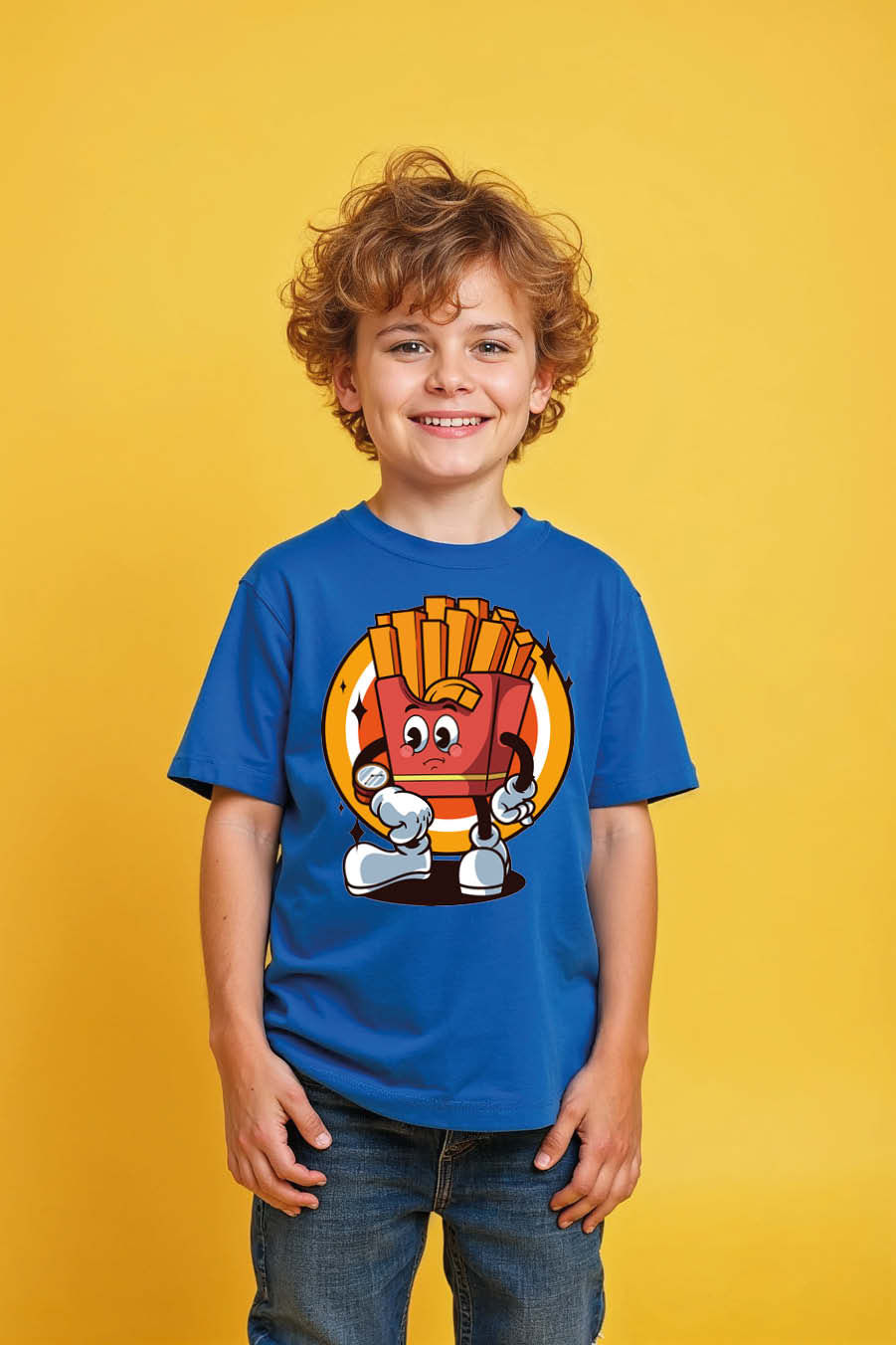 Thumbnail: French Fry Buddy Cute Cool Cartoon Kids T-Shirt – Quote Print Design for Boys